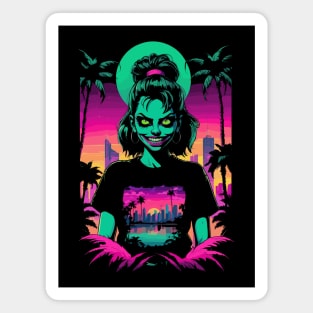 Zombie Synthwave Girl Magnet